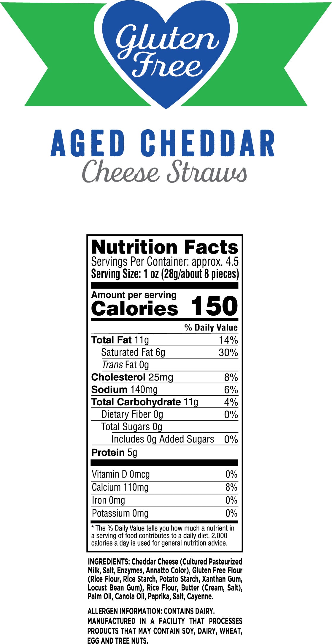 Gluten Free Aged Cheddar Cheese Straws